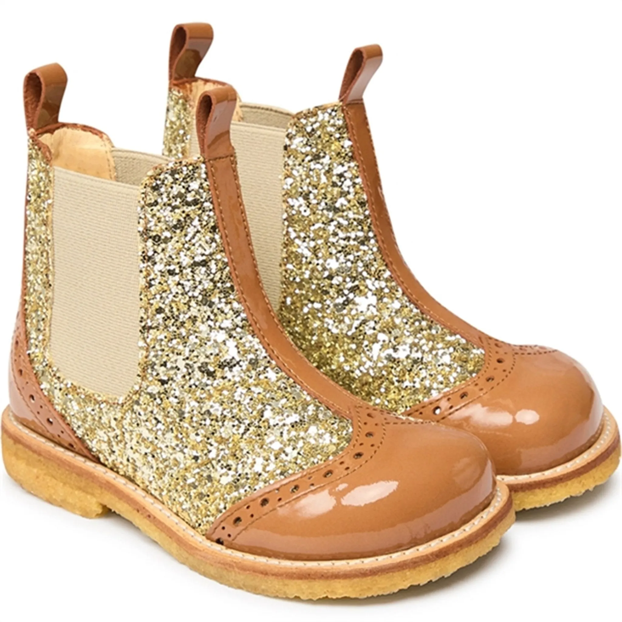 Angulus Chelsea Boots w Elastic Caramel/Champagne/Beige