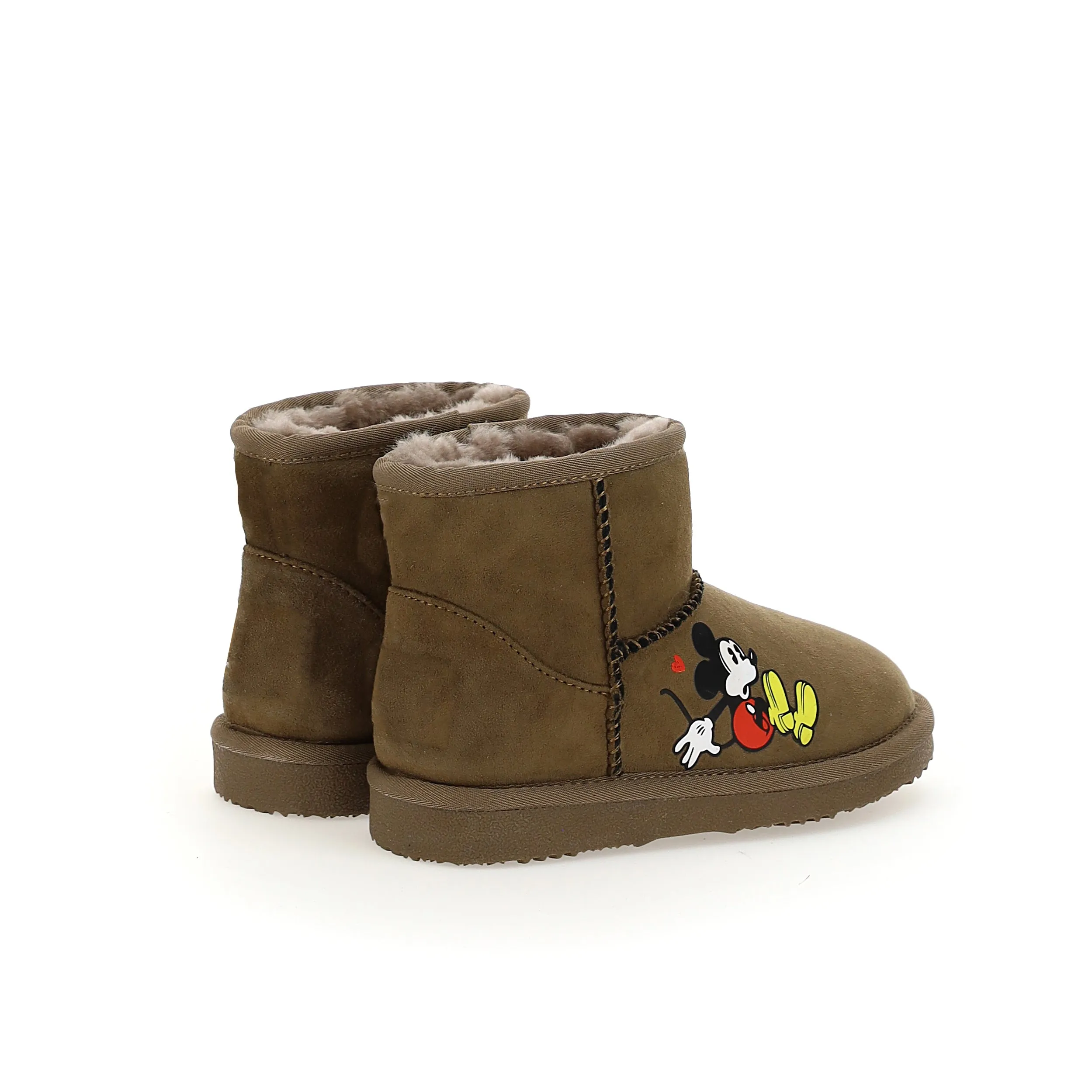Brown Mickey Faux Fur Boots