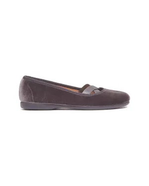 Childrenchic Criss-Cross Velvet Ballerina Flat