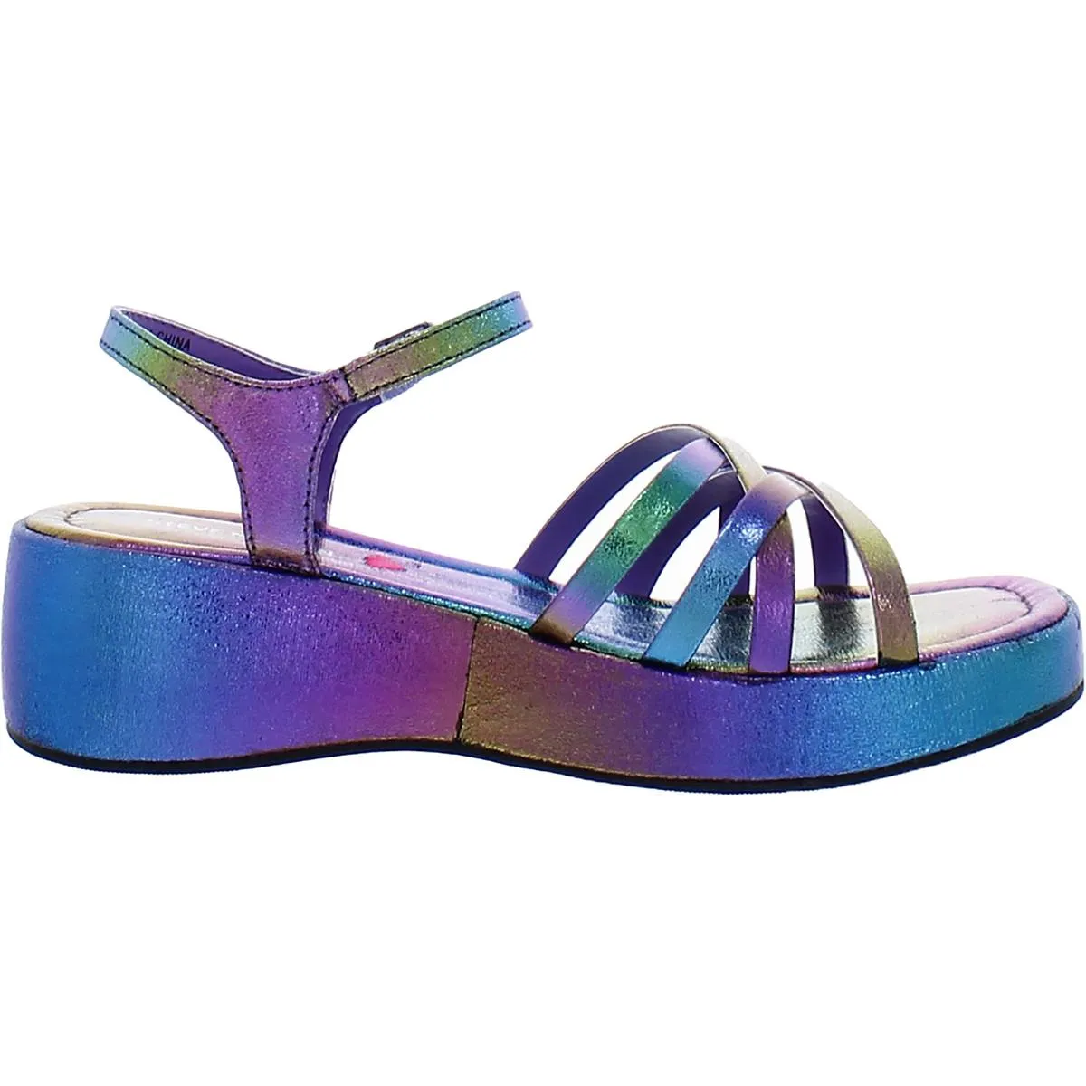 Crazy Girls Iridescent Faux Leather Wedge Sandals