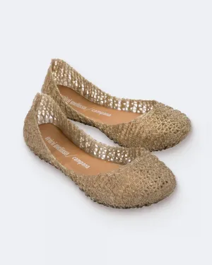 Girl's Campana Papel Flat In Gold Glitter