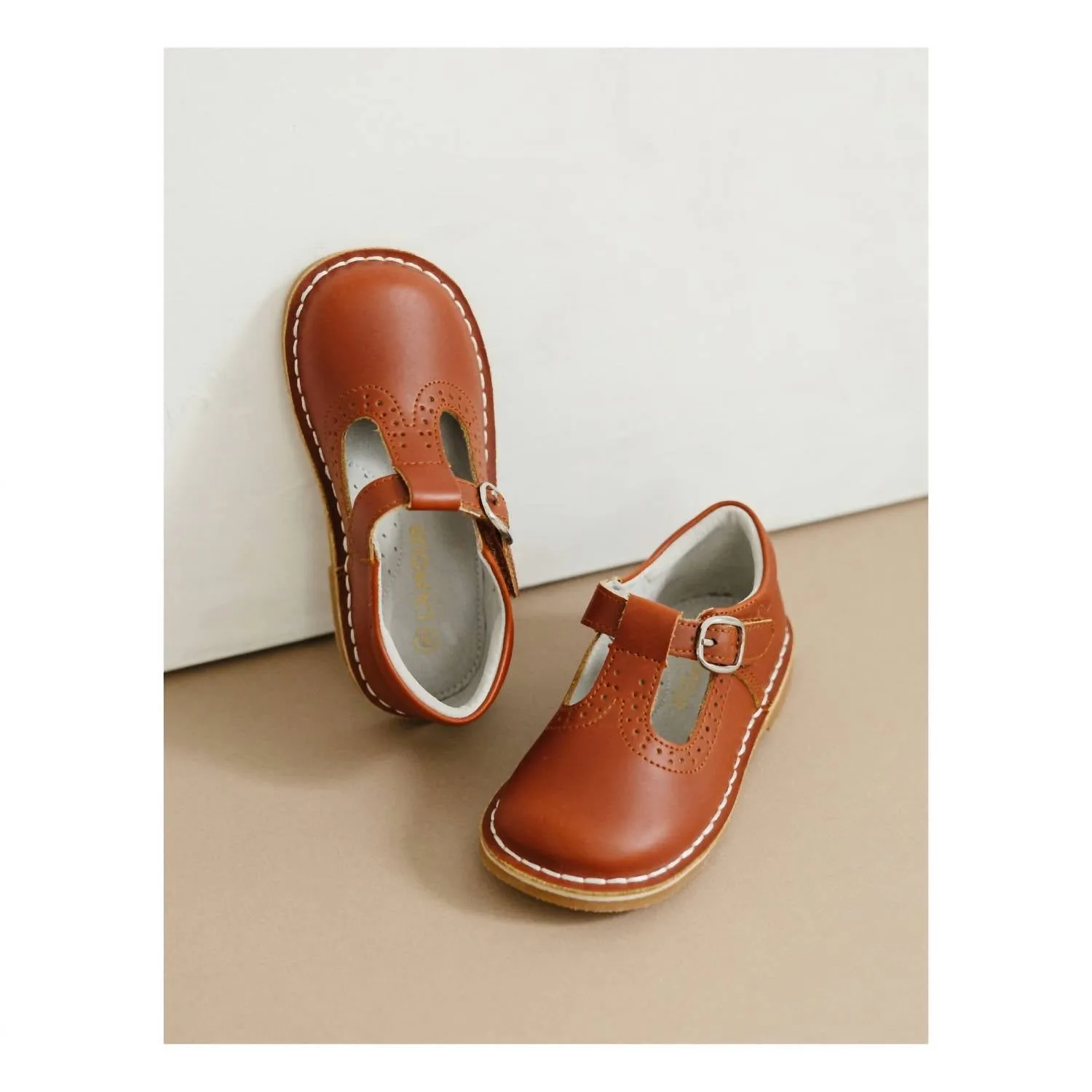 Girl's Frances T-Strap Mary Jane Shoes In Chestnut