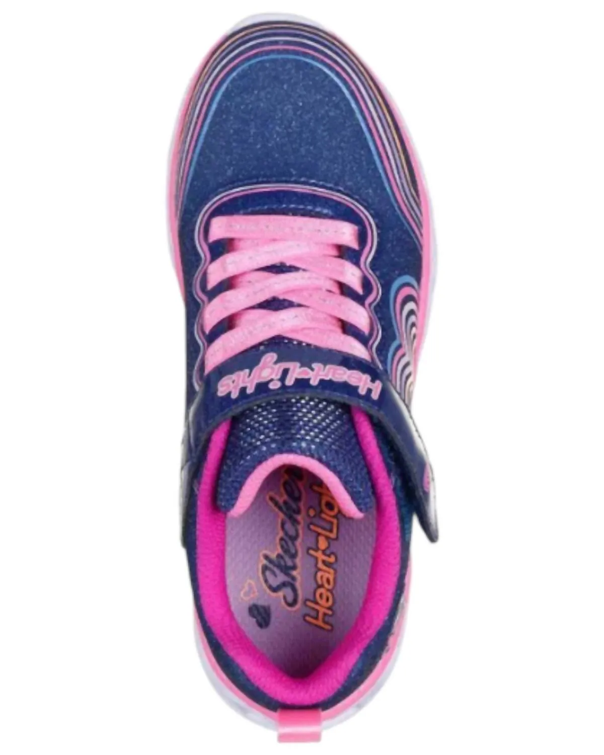 Girl's Heart Lights Retro Hearts Sneakers In Navy Multi