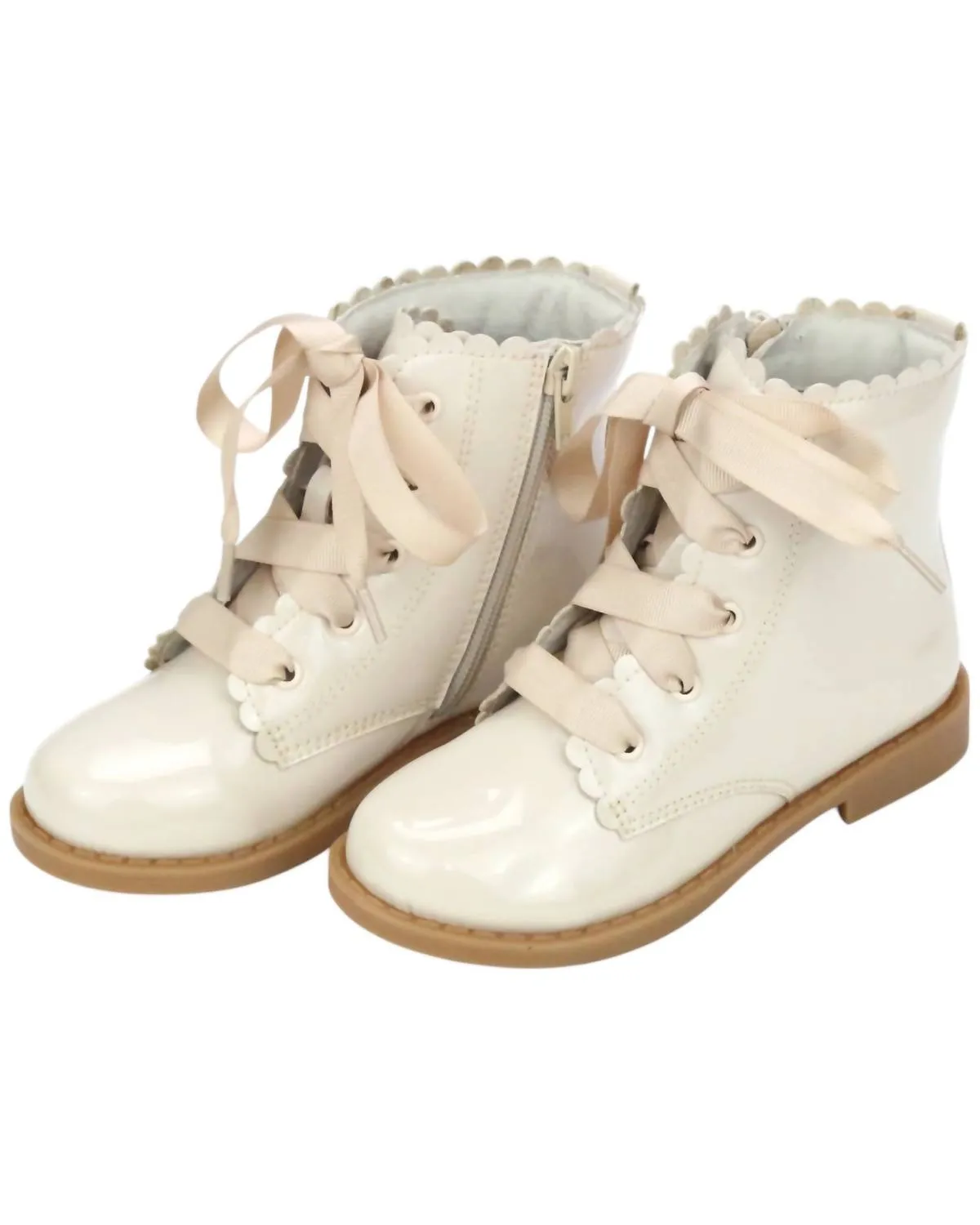 Girl's Josephine Scalloped Boot In Patent Cream