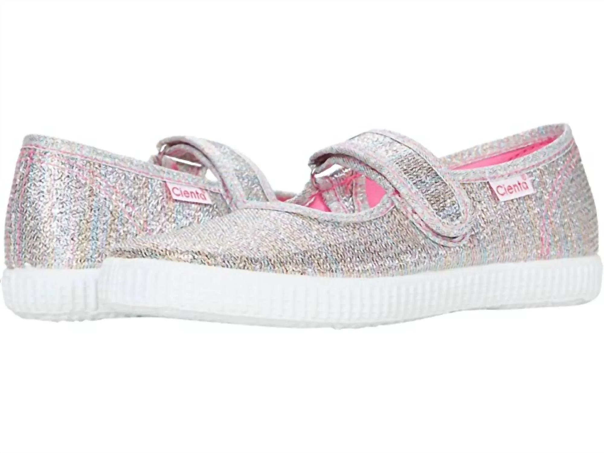 Girl's Mary Jane Flat Shoes In Light Rainbow Metallic