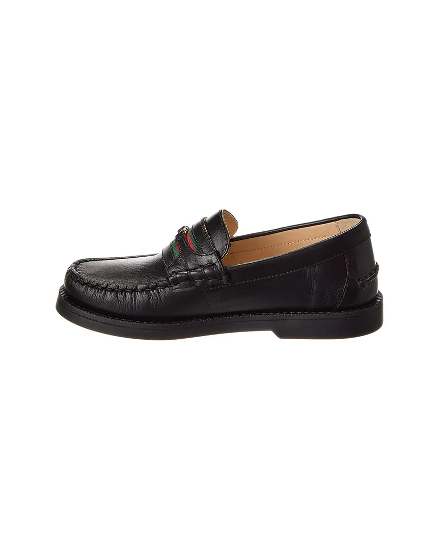 Gucci Web Leather Moccasin