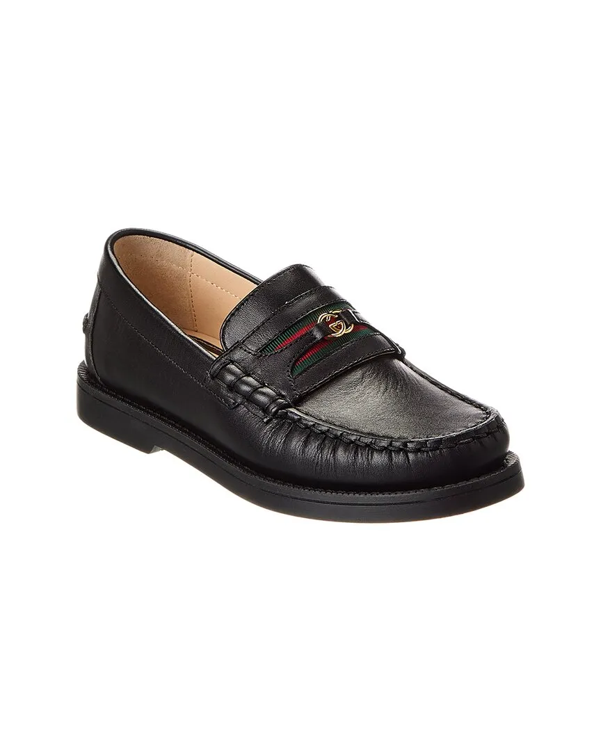 Gucci Web Leather Moccasin