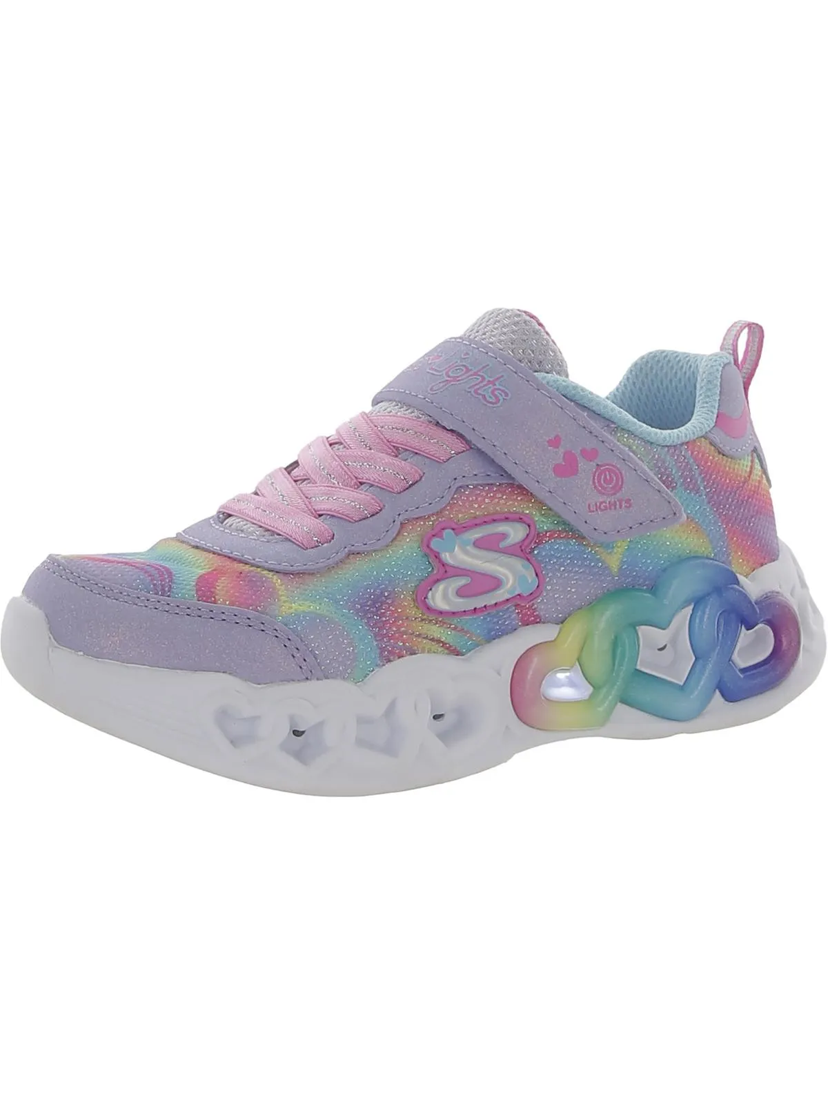 Infinite Heart Lights Girls Glitter Slip On Light-Up Shoes