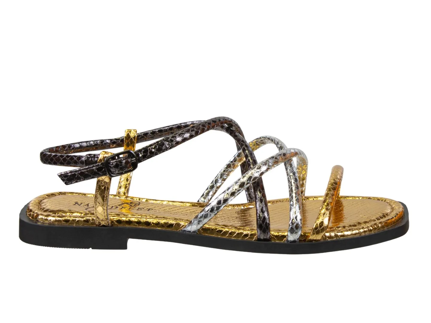 NAKED FEET : MINIMALIST in PEWTER Flat Sandals
