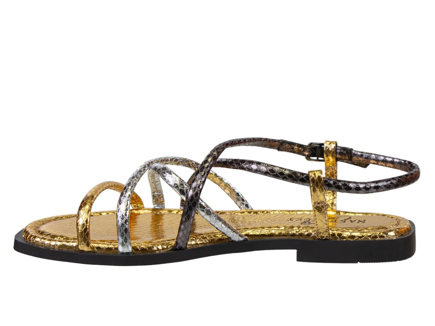 NAKED FEET : MINIMALIST in PEWTER Flat Sandals