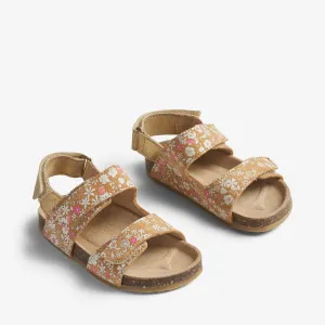 Sandal Clara - gold white flowers