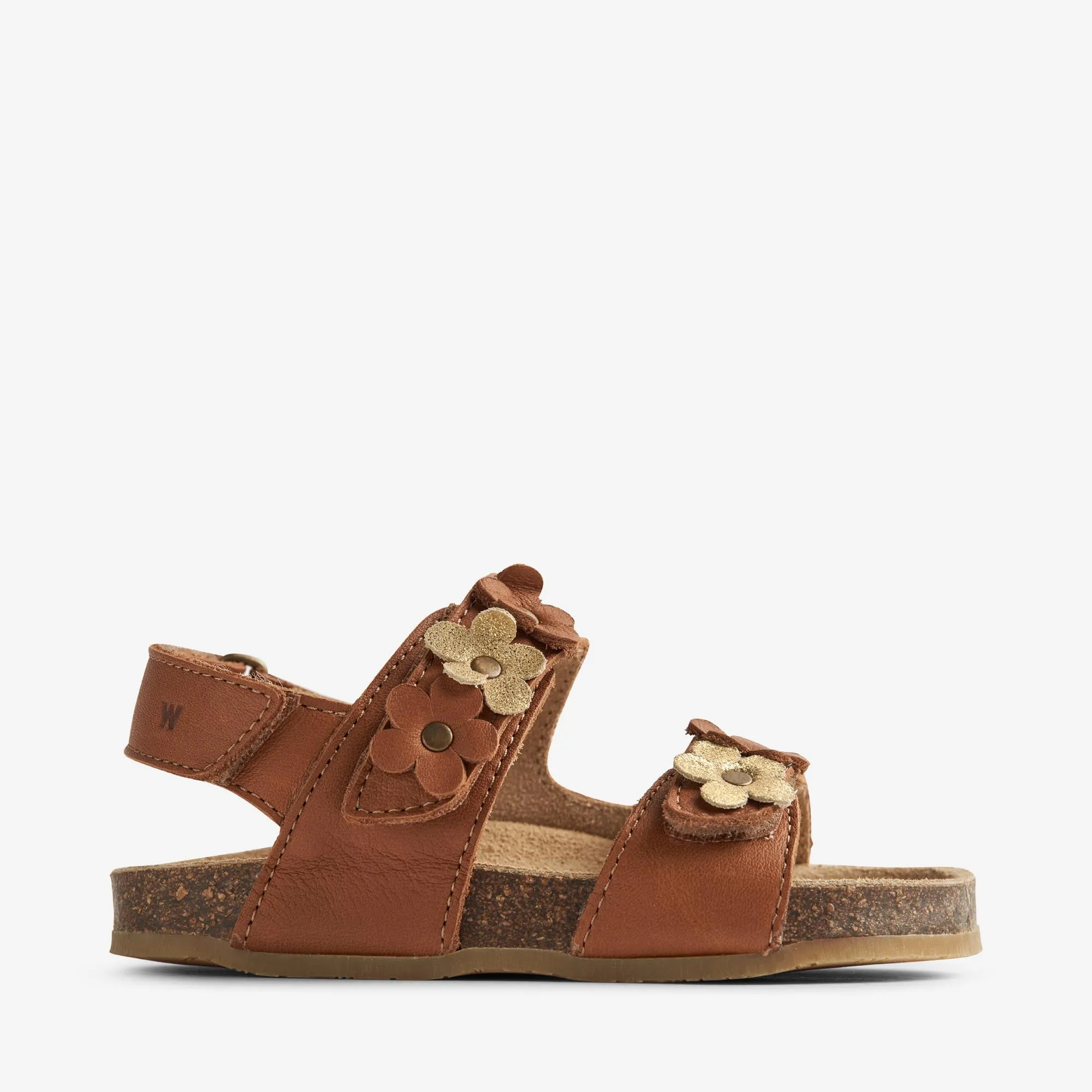 Sandal Cork Open Toe Clare Flowers - cognac