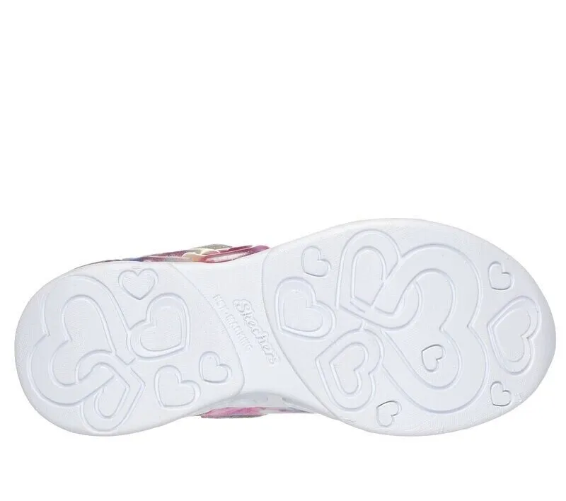 Skechers Heart Lights 303753L-SMLT Sneaker Kids 13.5 Sliver Glitter Shoes FZP174 (White,13.5)