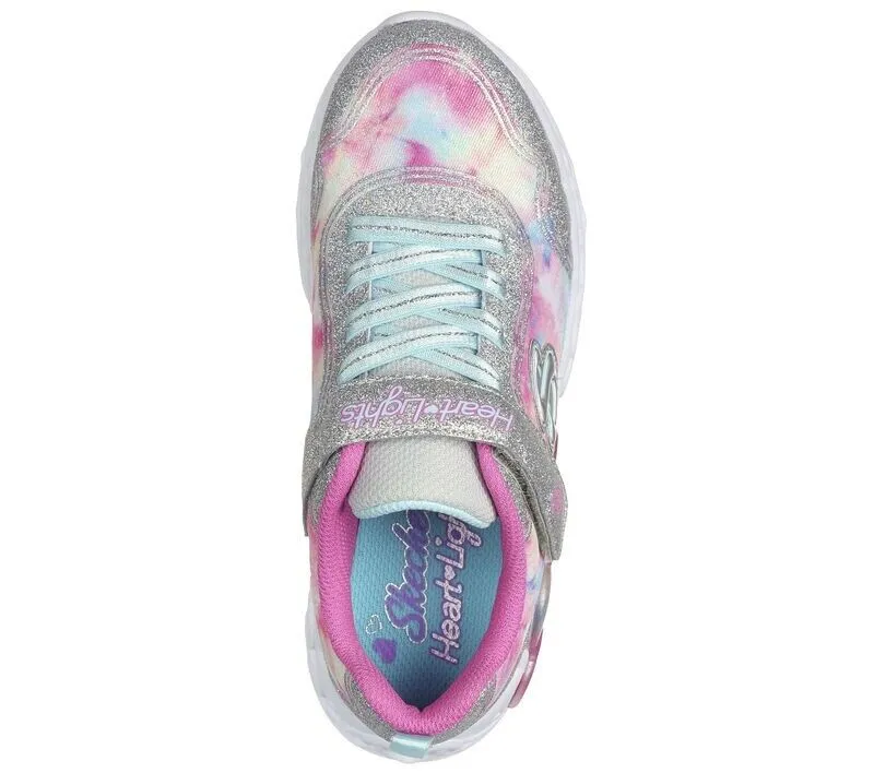 Skechers Heart Lights 303753L-SMLT Sneaker Kids 13.5 Sliver Glitter Shoes FZP174 (White,13.5)